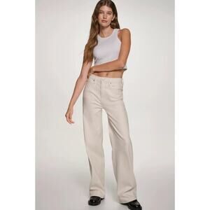 DKNY Women Ecru Denim Cotton Claremont High Rise Modern Wide Leg Jeans Size 31